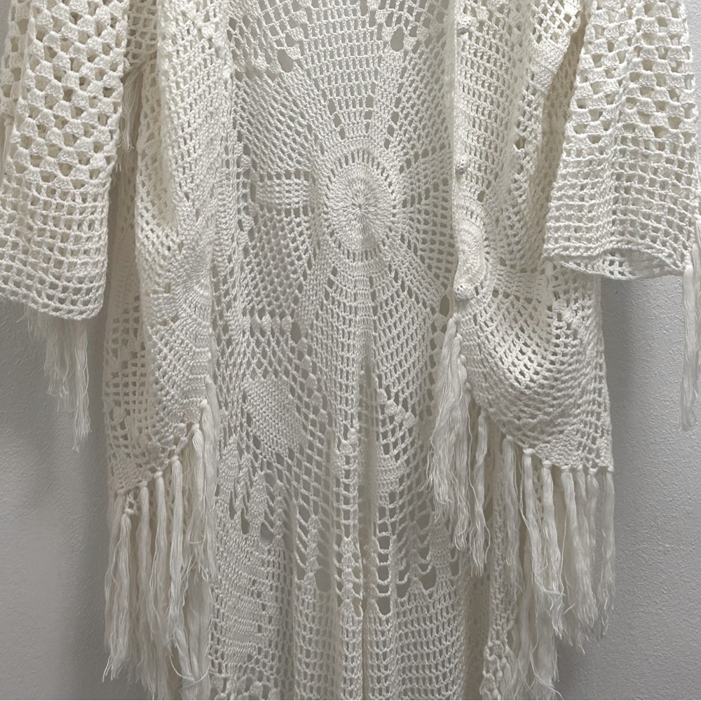 Spell & the Gypsy Mandala Crochet Cardigan Ivory Never Worn Vintage Rare - Picture 9 of 12